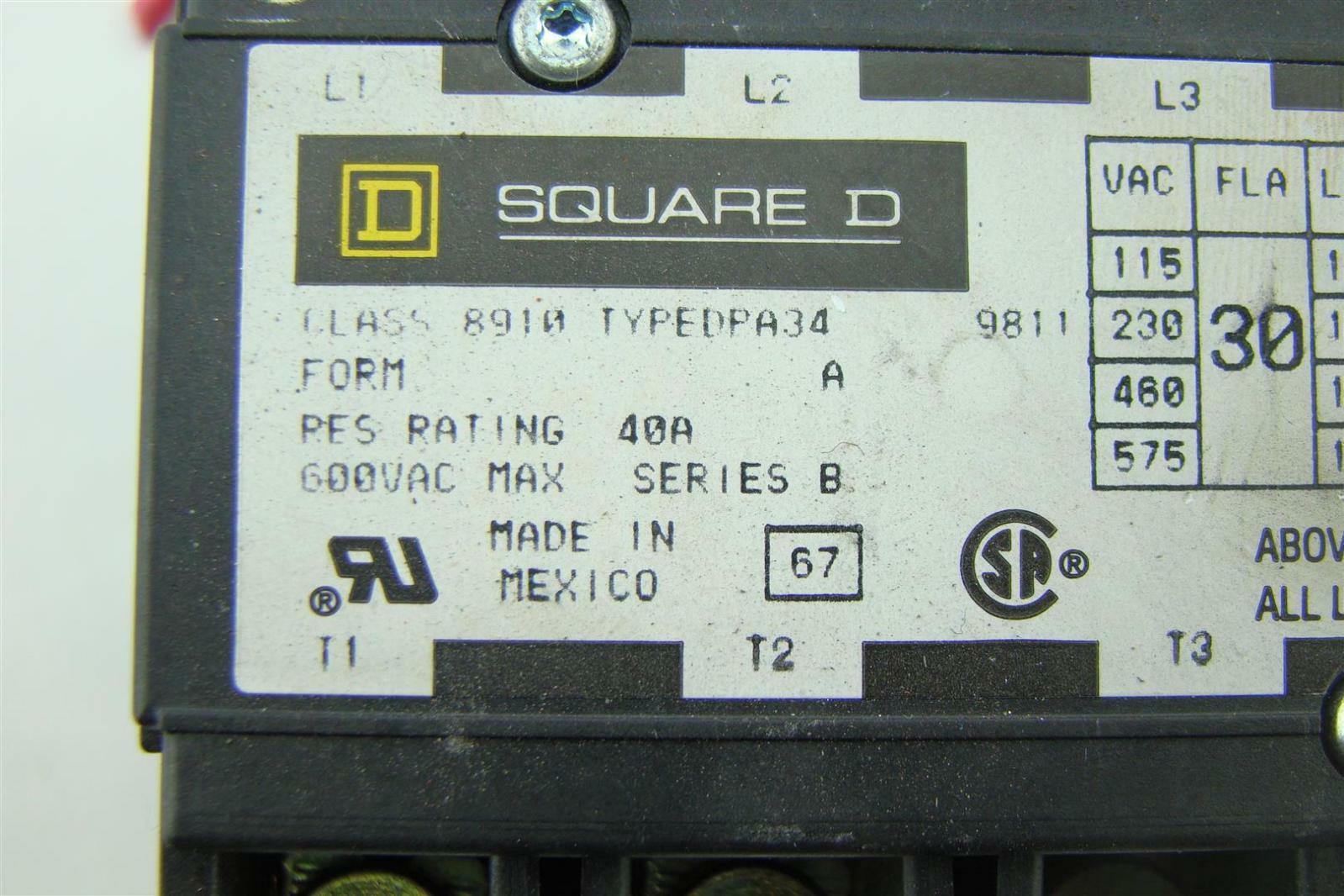Square D Hoist Contactor 600V Class 8910 DPA34 Joseph Fazzio