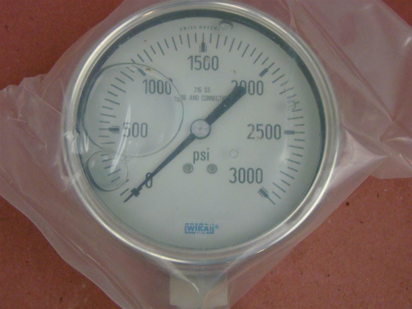 WIKA 3,000PSI Pressure Gauge Type 233.54 4" Liquid Filled Joseph