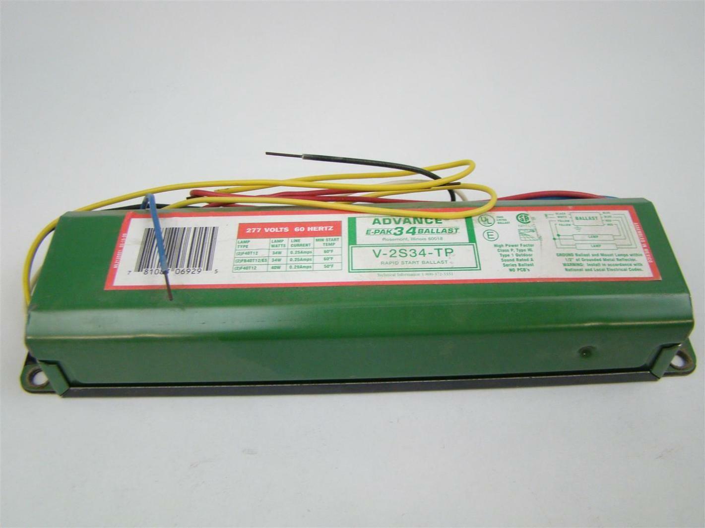 Advance Rapid Start T12 F40T12 Ballast 277 Volts 60 Hertz V2S34TP