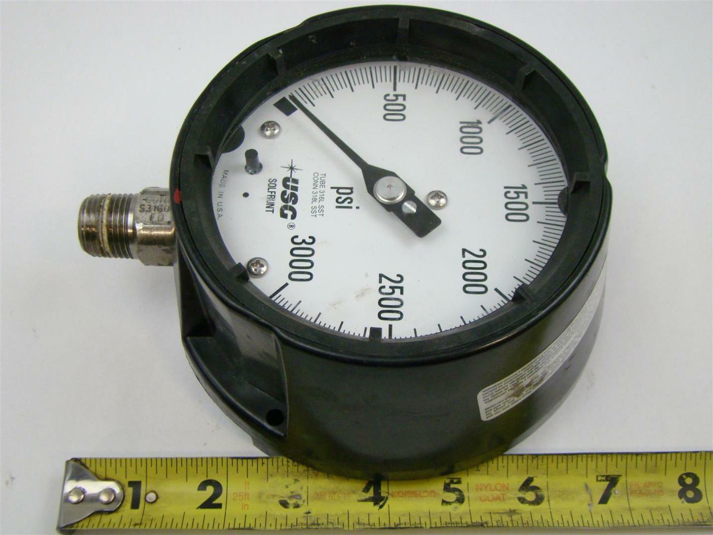 USC, 3000 PSI Pressure Gauge, Tube and Connector: 316L SST | Joseph ...