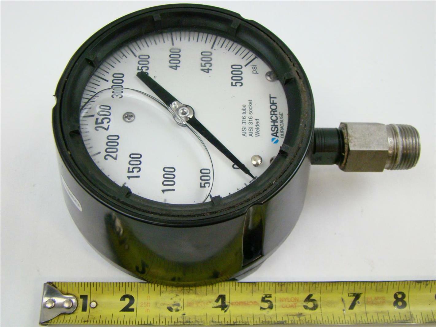 Ashcroft, 5000 PSI Pressure Gauge , Tube and Socket AISI 316, Welded