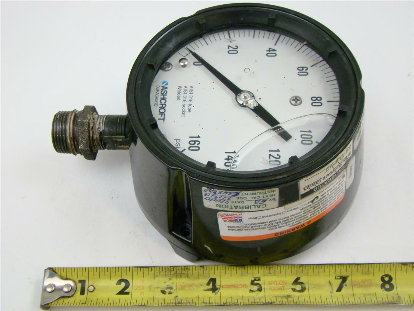 Ashcroft, 160 PSI Pressure Gauge , Tube and Socket AISI 316, Welded Joseph Fazzio, Incorporated