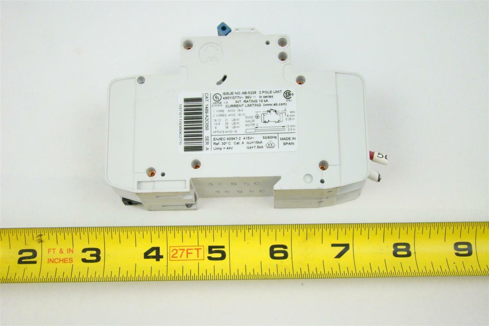 Allen-Bradley Circuit Breaker 2 Pole, 5A DIN Rail Mount , 1489-A2C050