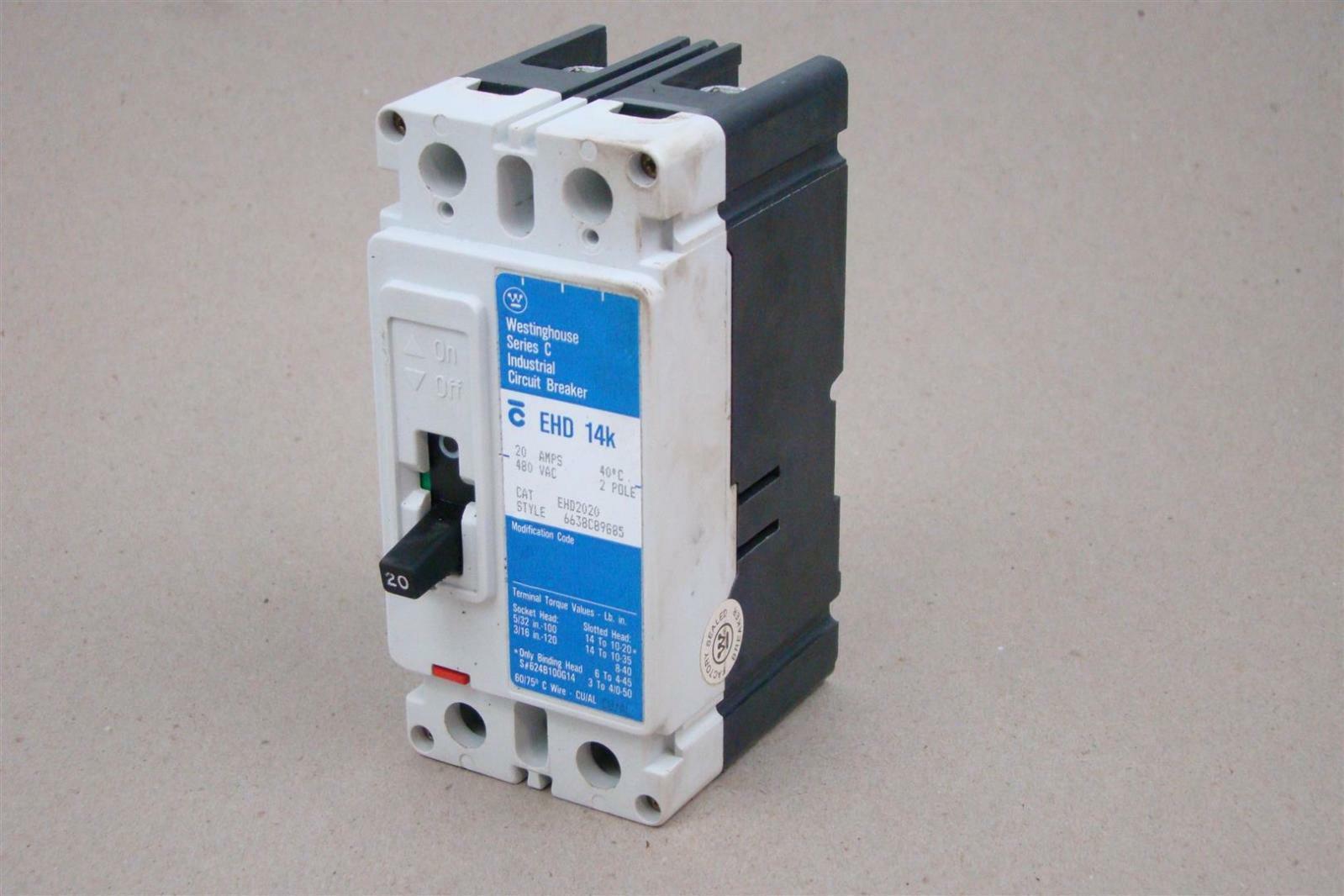 Westinghouse Industrial Circuit Breaker Series C 20 Amps, 480V, EHD 14K