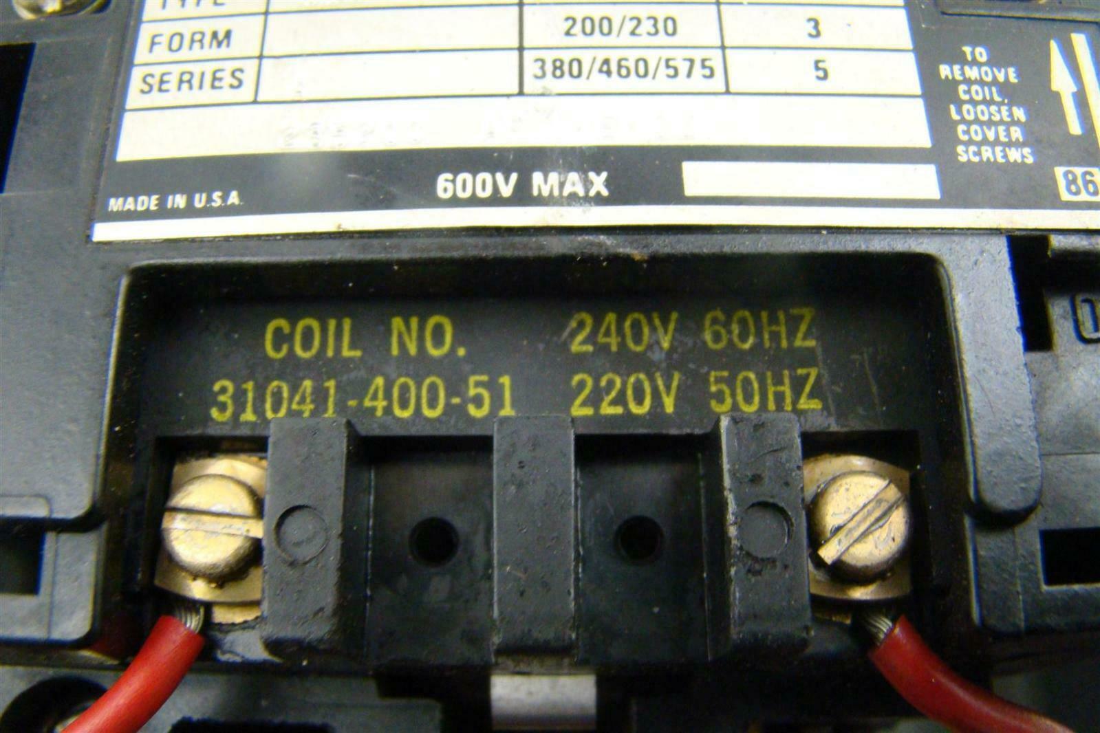 Square D 5HP Motor Starter, 200/230/380/460/575v, 3PH, Nema Size 0