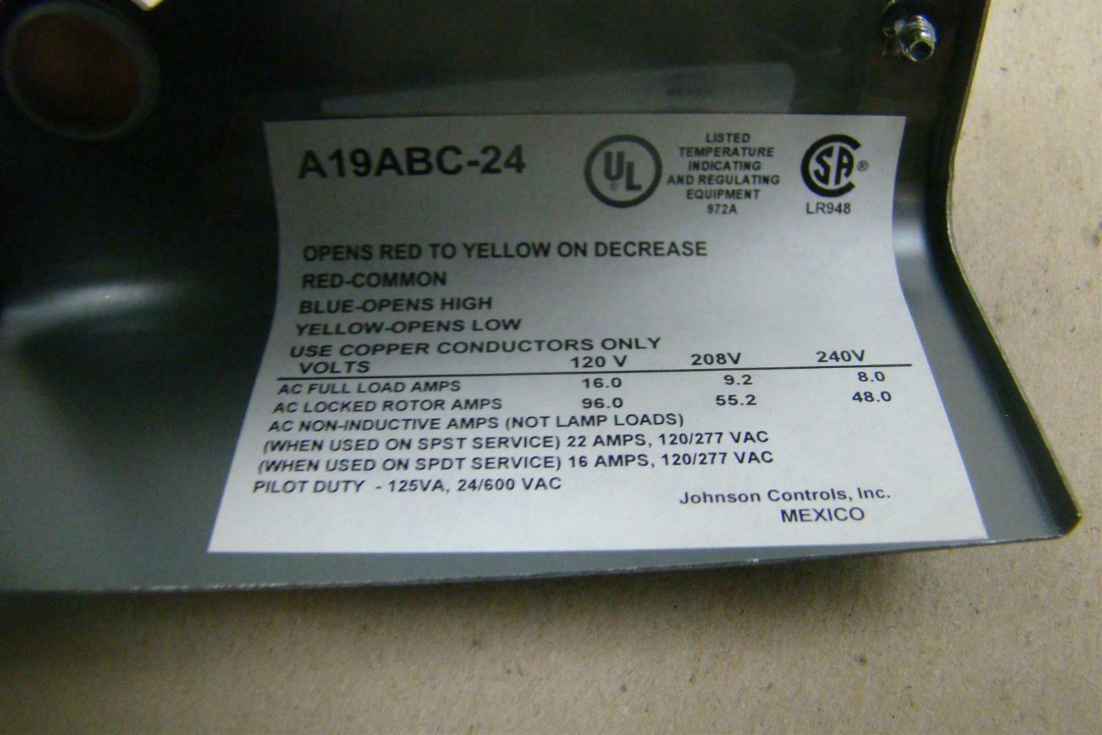 Johnson Controls SPDT Temperature Control , A19ABC24 Joseph Fazzio