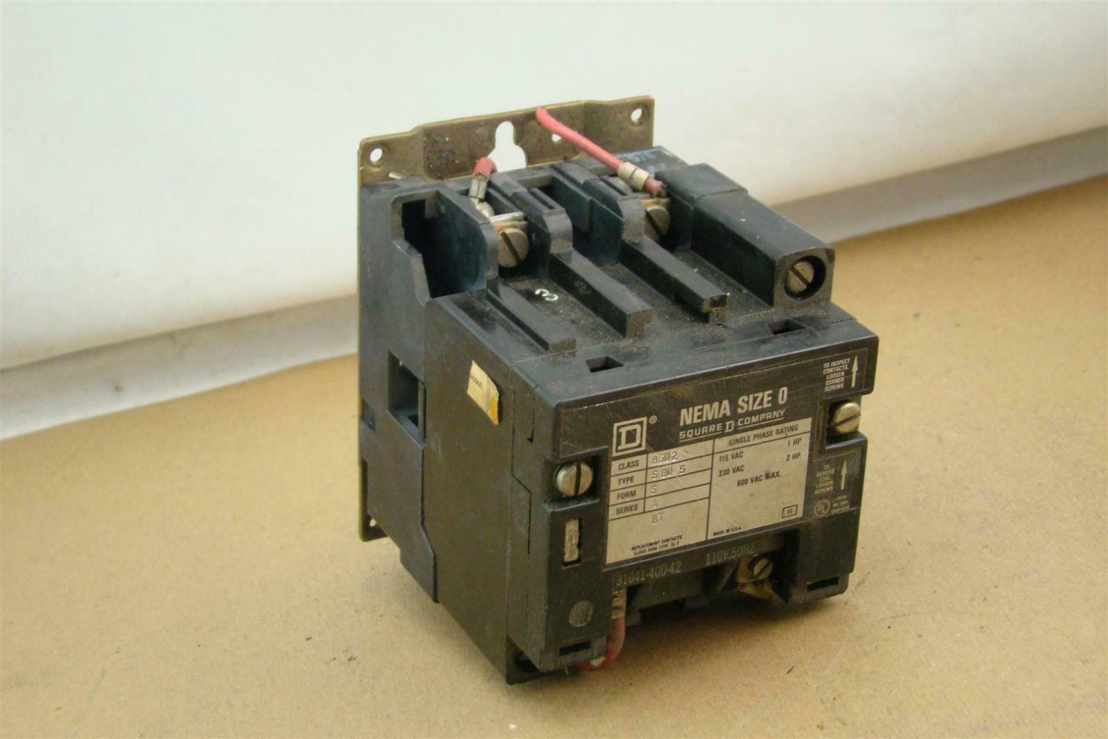 Square D 2HP Motor Starter Size 0, Series A, 8502, S BO 5 Joseph