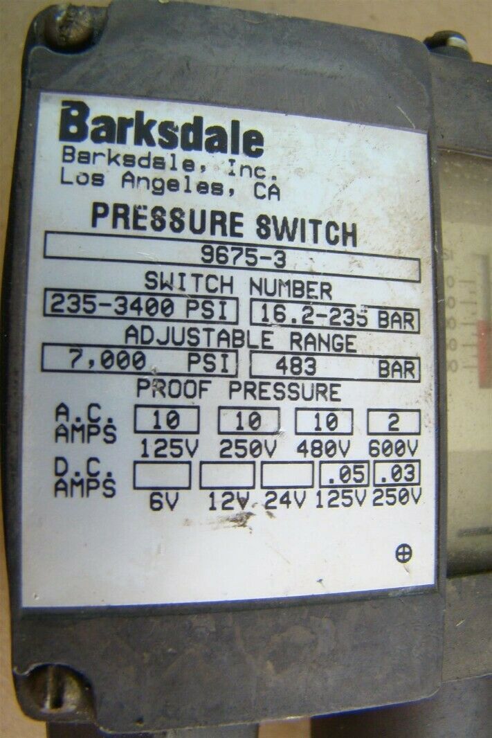 Barksdale Pressure Switch , 96753 eBay