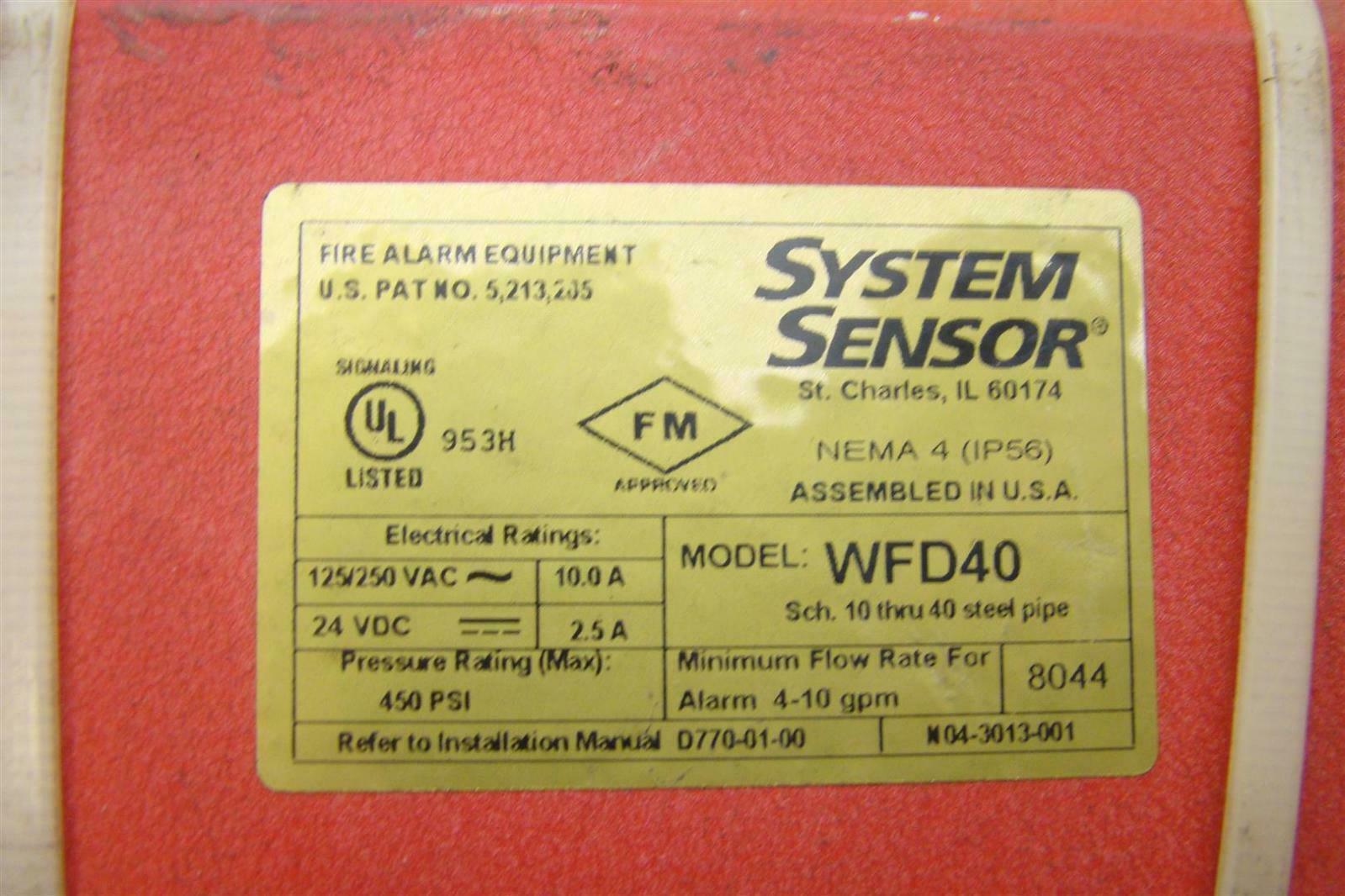 System Sensor Waterflow Detector 125/250 VAC, 24 VDC, 450 PSI