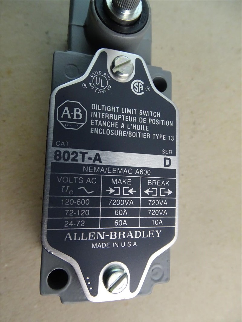 allen bradley 802t catalog on Allen Bradley Oiltight Limit Switch Series D 802t A Joseph Fazzio Incorporated