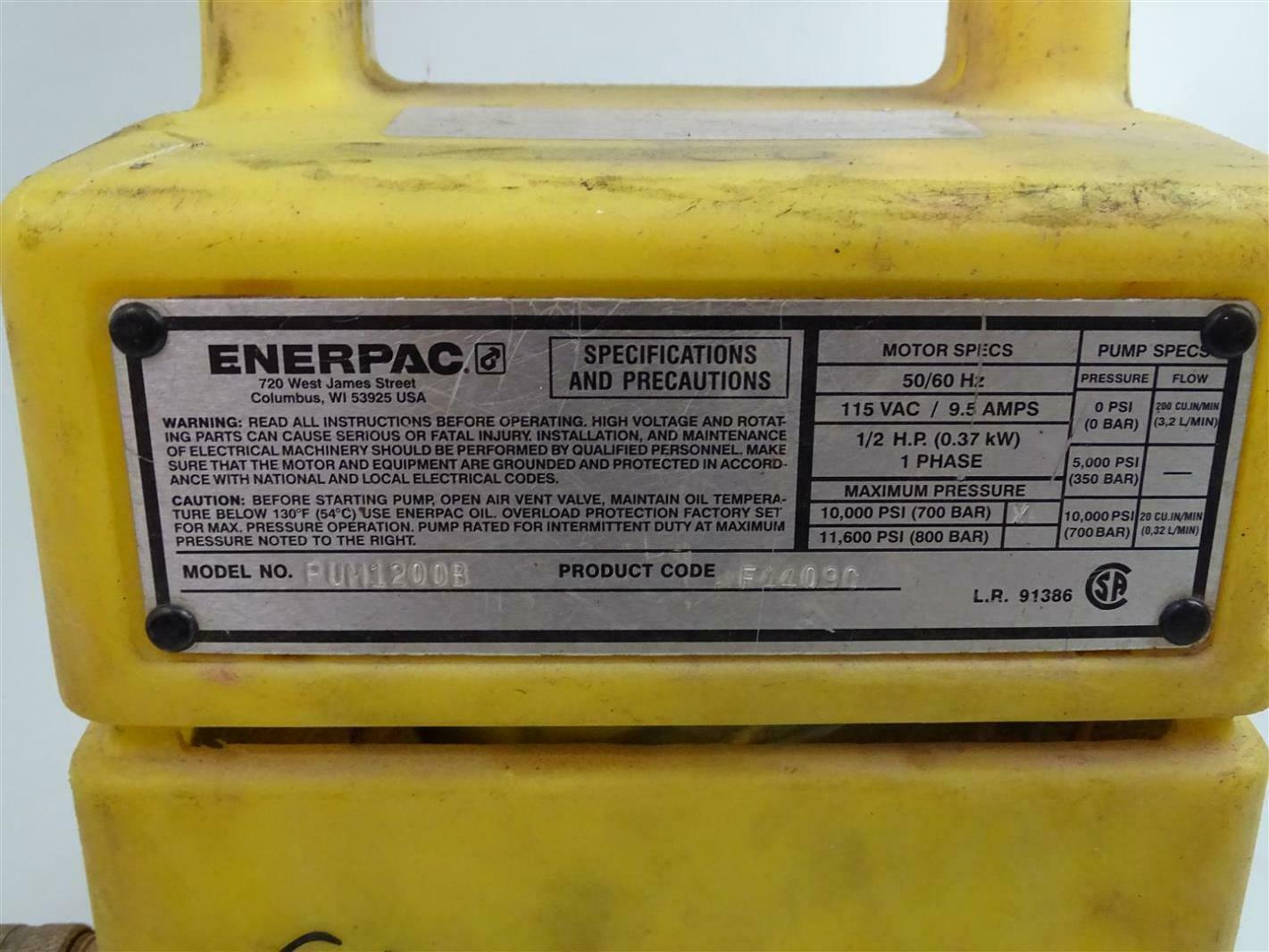 Enerpac Electric Hydraulic Pump w/ Remote & Hose 10,000 psi , PUM1200B
