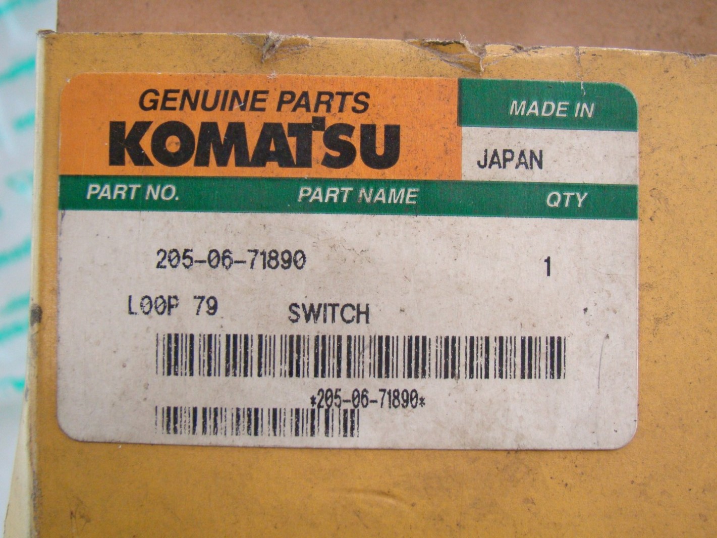 Komatsu Genuine Parts, Switch Loop 79 , 2050671890 Joseph Fazzio, Incorporated