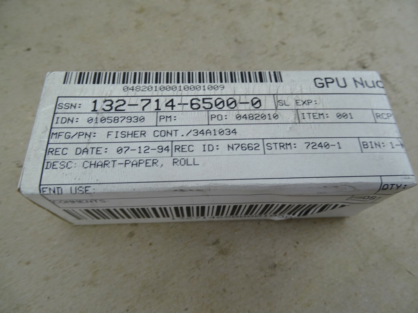 (5) Fisher Controls Chart Paper Range 0-100, 34A1034