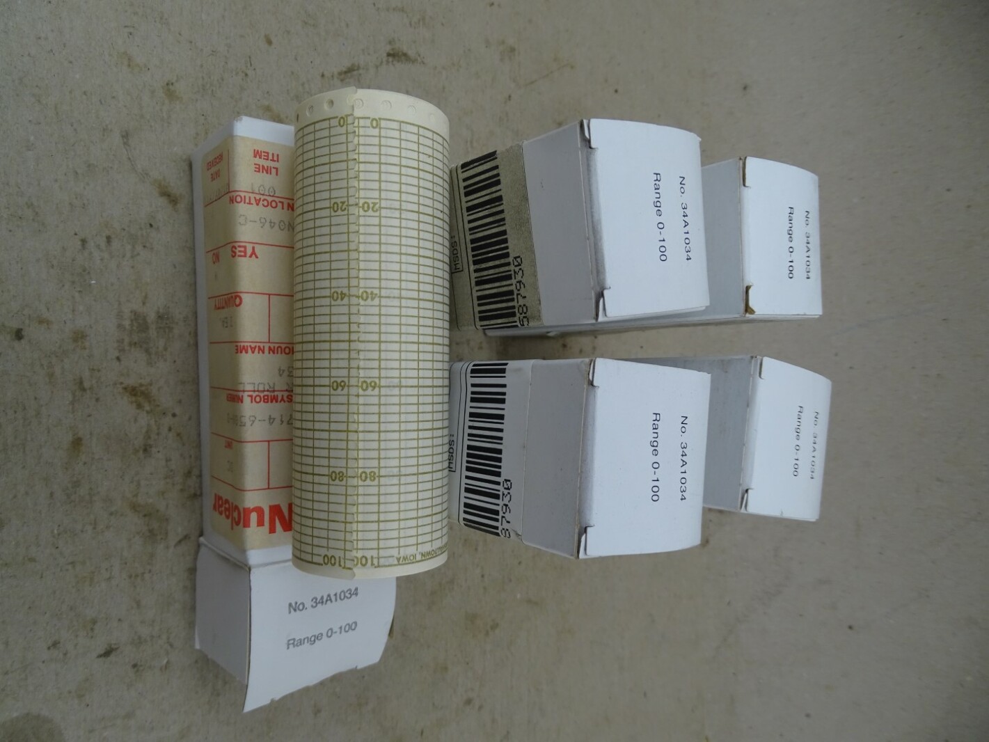 (5) Fisher Controls Chart Paper Range 0-100, 34A1034