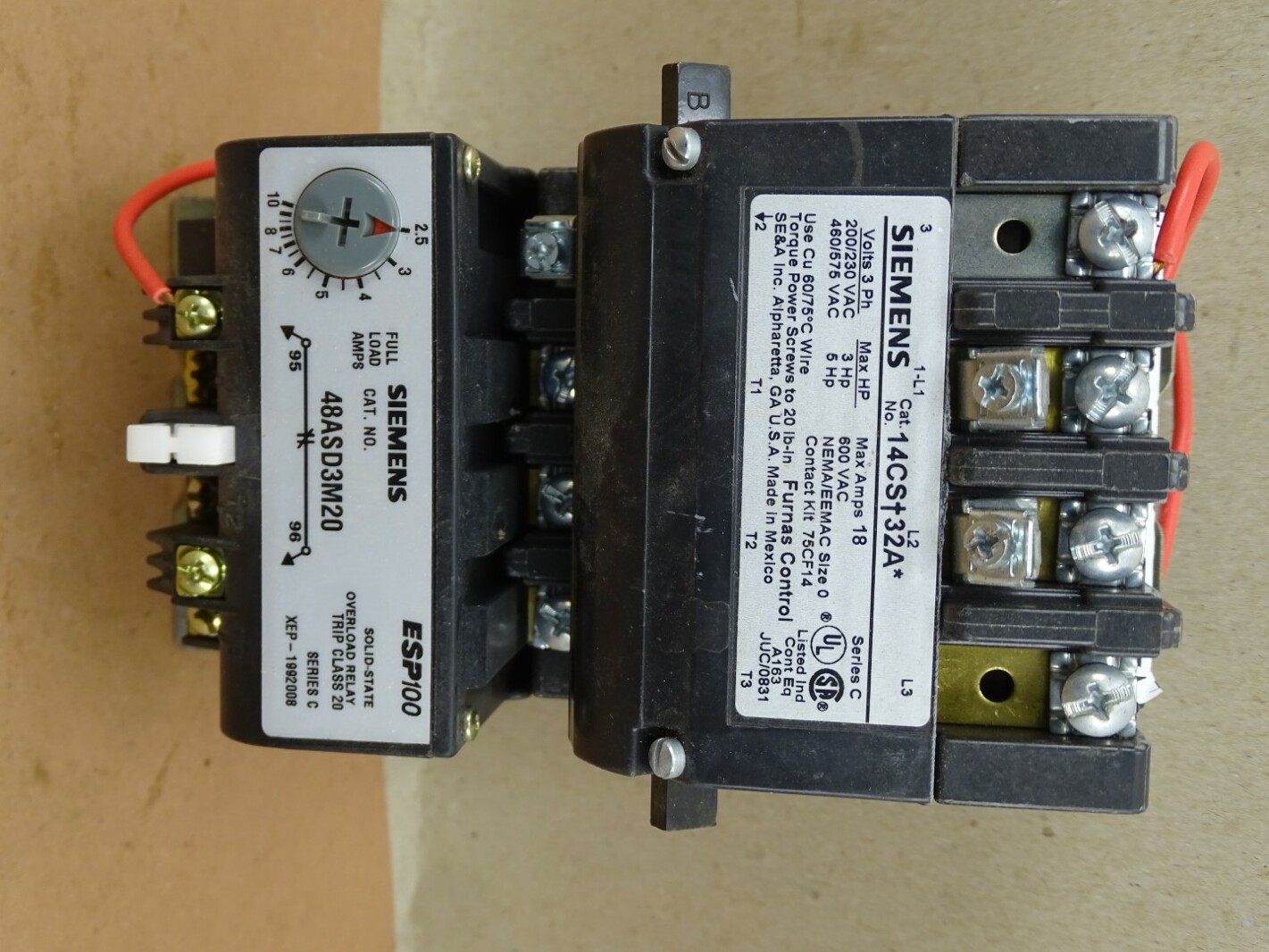 Siemens Size 0 Motor Starter, Adjustable Thermal , 14CST32A | eBay