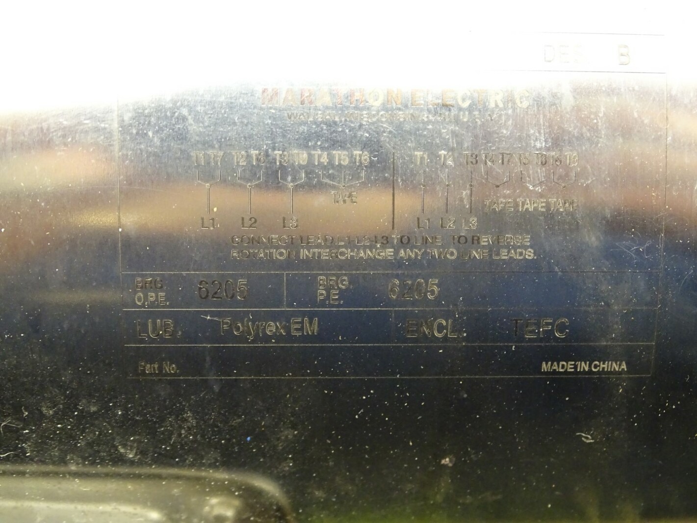 Marathon Electric  2HP Stainless Washdown Motor 460v 3450rpm, 56T34WD5303