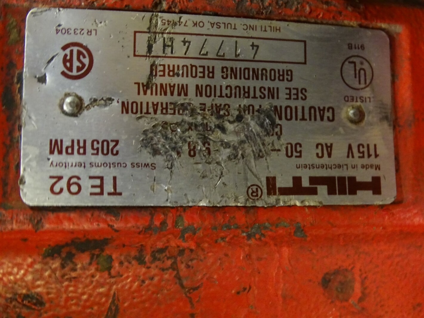 Hilti Corded Hammer Drill w/ Case & Accessories , TE-92