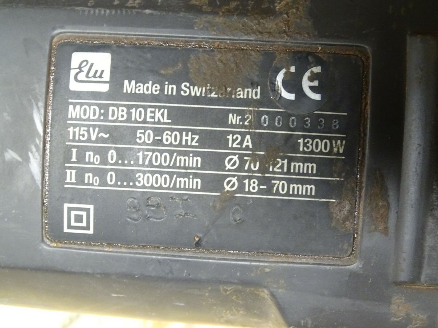 Elu Diamond Core Drill 115V 12A 1300W *Tested Works*, DB10EKL