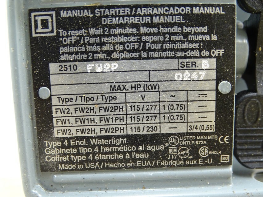 Square D Manual Starter ser. B, 115/230, type 4, 0247, 2510FW2P