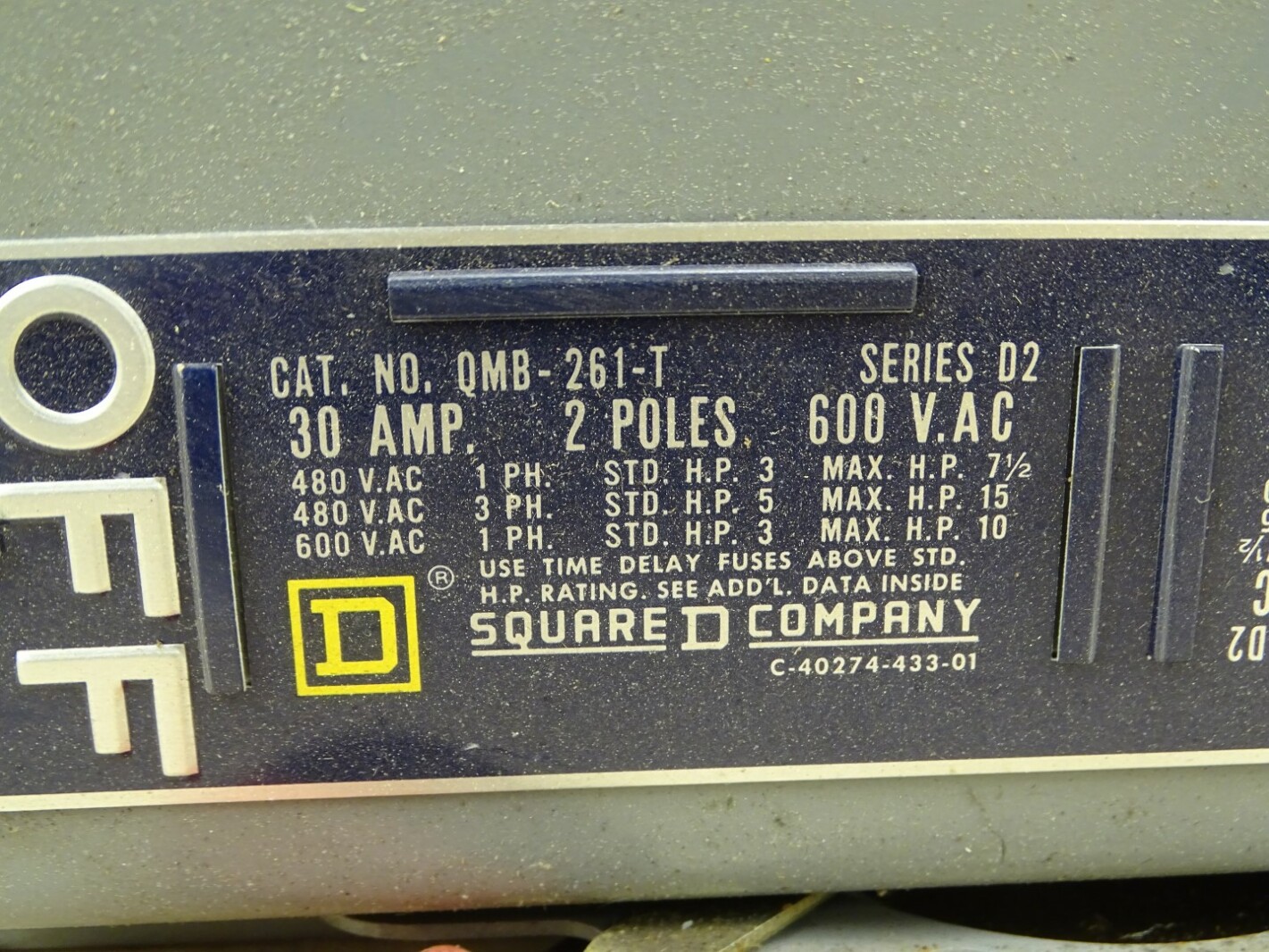 square - DQMB Square D QMB Fusible Switch 30A 2-Pole 600VAC Series D2, QMB