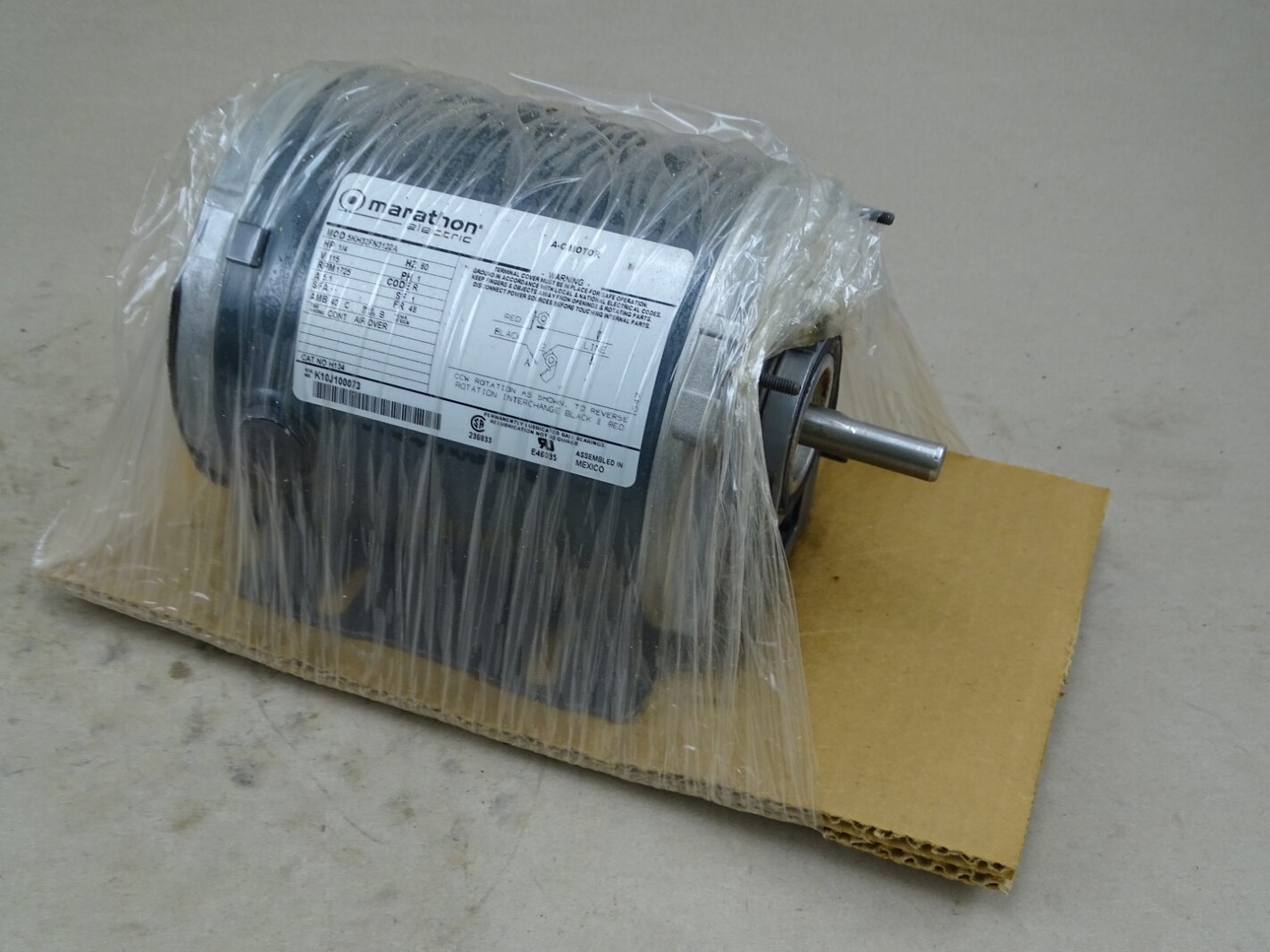 Marathon 1/4HP AC Motor H134 115V 1725RPM 60Hz , 5KH32FN3122A