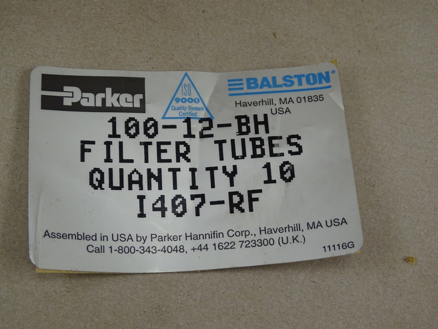 (10) Parker Balston Filter Tube Element , 100-12-BH