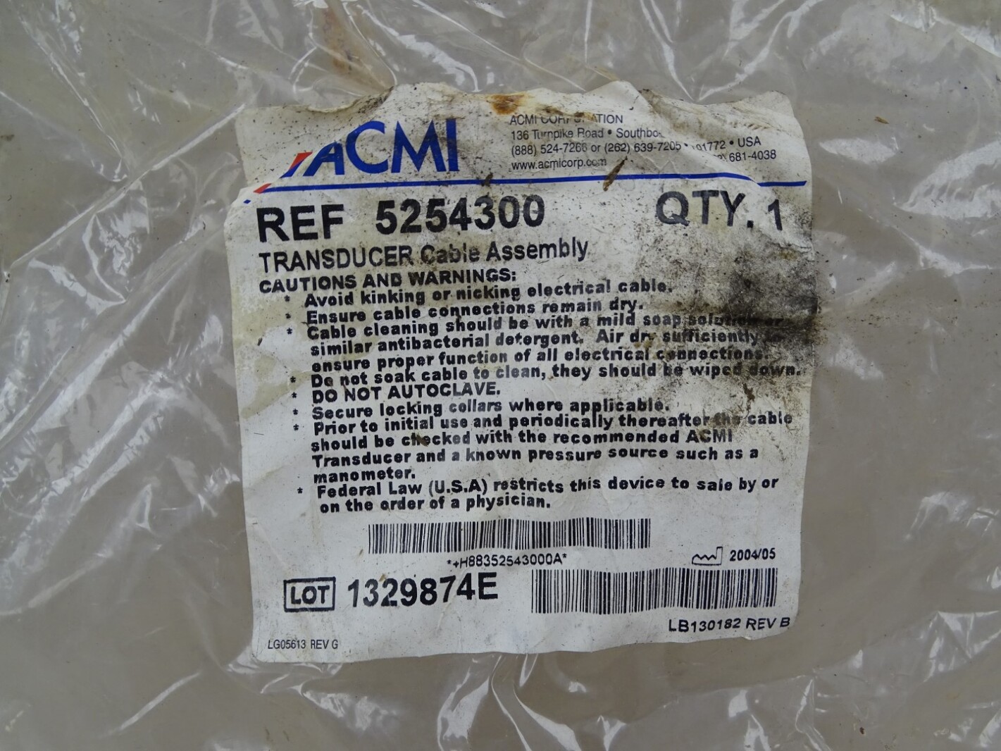 Gyrus Acmi Transducer Cable Assembly , 5254300