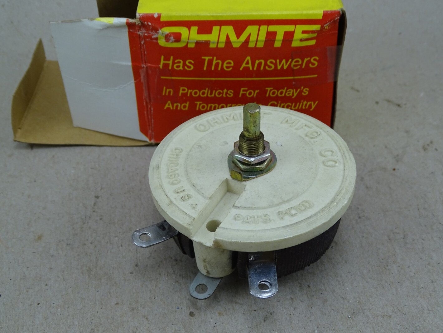 Ohmite 100 Watt Model K Rheostat 50 Ohms, RKS50R