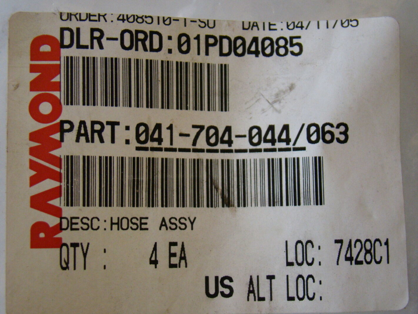Raymond, Hydraulic Hose 01PD04085