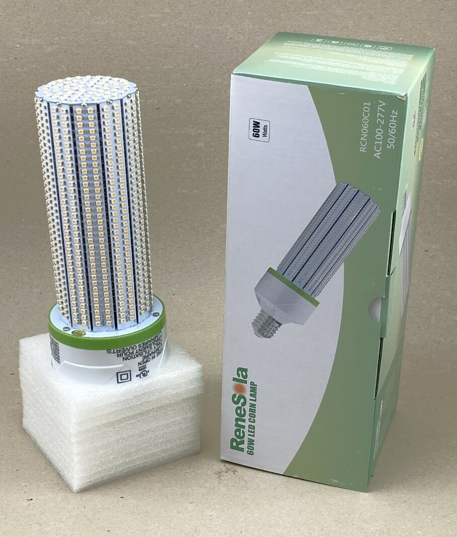 ReneSola 60W LED Corn Light,  3000K, E26, AC100-277v