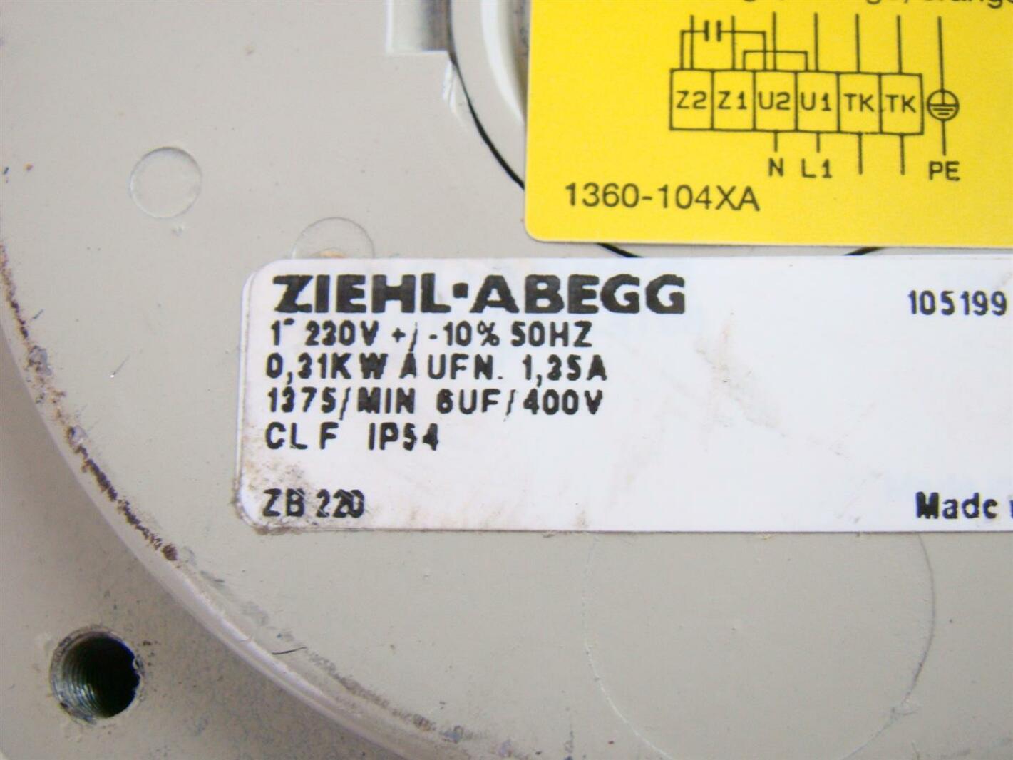 Ziehl-Abegg  Centrifugal Fan  50Hz , ZB220