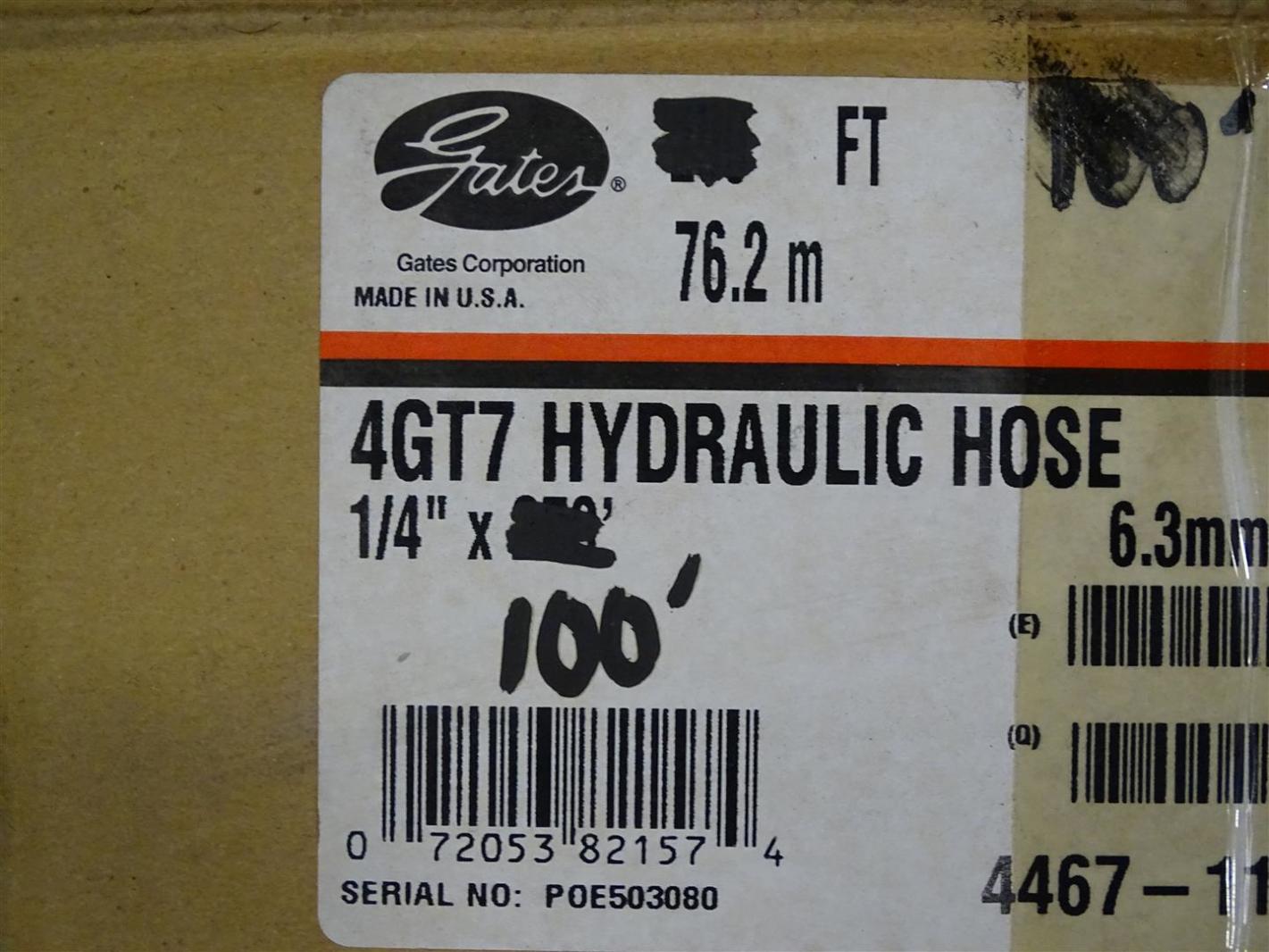 Gates Hydraulic Hose 1/4 x 100' , 3000PSI , 4GT7 Joseph Fazzio