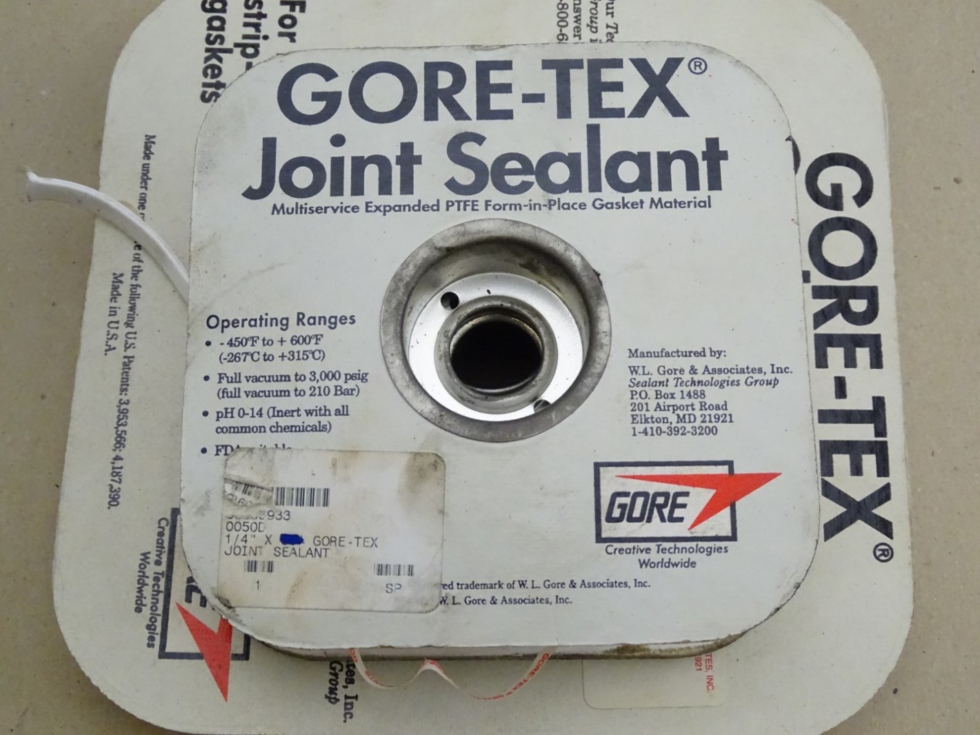 GoreTex ePTFE sealing cord, Gasket Tape , 1/4" & 1/2" Joseph Fazzio