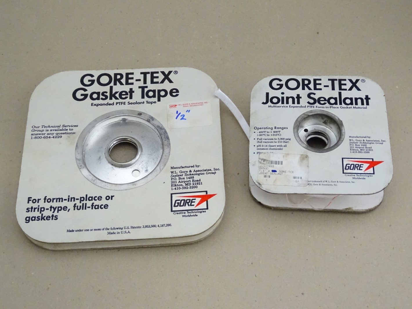 GoreTex ePTFE sealing cord, Gasket Tape , 1/4" & 1/2" Joseph Fazzio