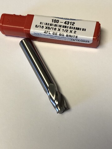 .3125" 5/16" 4 Flute Single End Stub Length Carbide End Mill