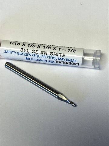 .0625" 1/16" 3 Flute Single End Stub Length Carbide Ball End Mill