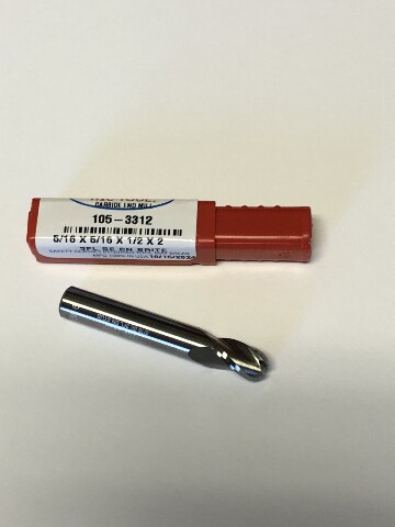 .3125" 5/16" 3 Flute Single End Stub Length Carbide Ball End Mill