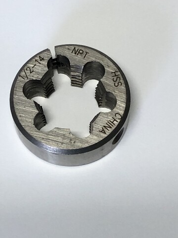 1/2-14 NPT X 1-1/2" High Speed Steel Round Adjustable Pipe Die