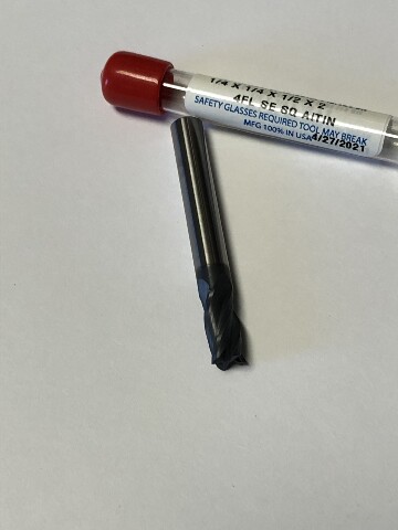 1/4" 4 Flute Single End Stub Length AlTiN Coated Carbide End Mill 1/4" X 1/4" X 1/2" X 2"