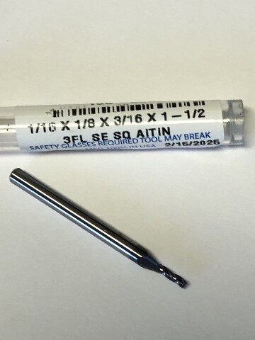 .0625" 1/16" 3 Flute Single End AlTiN coated Carbide End Mill