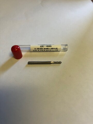 .0938" 3/32" 4 Flute Single End Carbide Ball End Mill