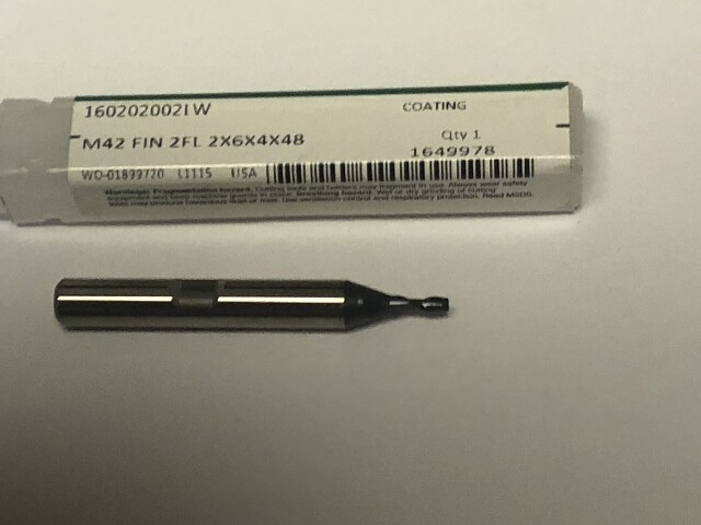 .0787" 2mm  2 FLUTE SINGLE END TiAlN COATED COBALT END MILL 6mm Shank 