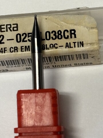 .025" 4 FLUTE SINGLE END STUB LENGTH AlTiN COATED CARBIDE END MILL