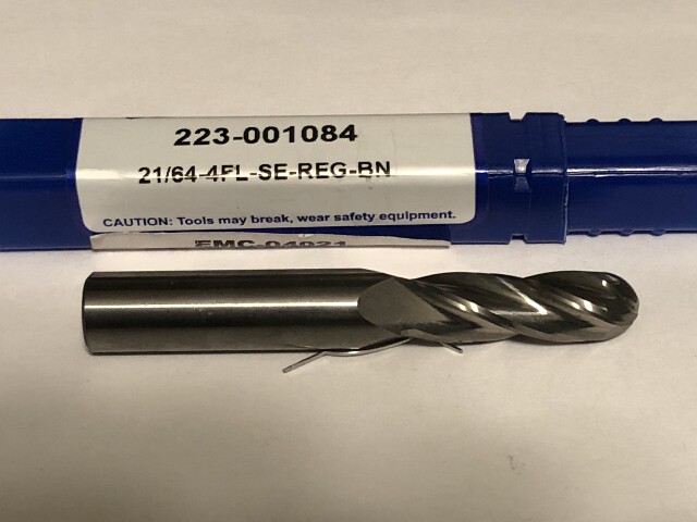 .3281" 21/64" 4 Flute Single End Carbide Ball End Mill 21/64" x 3/8" x 2-1/2" x 7/8"