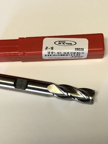 1/2" 4 Flute Single End High Speed Steel Center Cutting End Mill  1/2" X 1/2" X 1-1/4" X 3-1/4"
