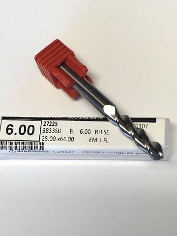 .2362" 6mm 3 FLUTE SINGLE END CARBIDE BALL END MILL AlumaMill G3