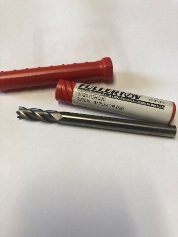 5/16" 4 FLUTE .020" CORNER RADIUS LONG CARBIDE END MILL 5/16" x 5/16" x 1" x 4"