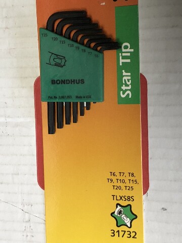 Set of 8 Star Wrenches, Short Length T6-T25