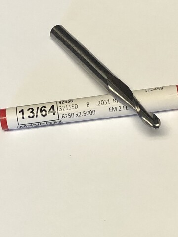 .2031" 13/64" 2 Flute Single End Carbide Ball End Mill