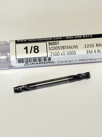 1/8" 4 Flute Double End Stub Length TiAlN Coated Carbide End Mill